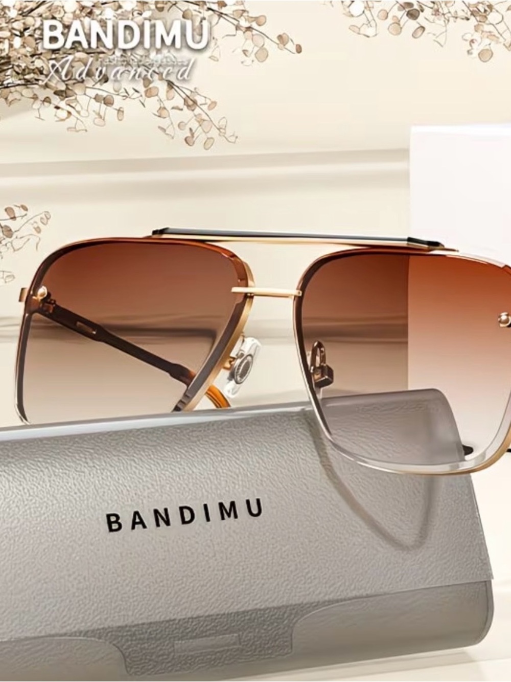 Bandimu Gold Frame Sunglasses with Brown Gradient Lenses